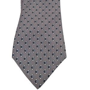 Christian DIor TIE  Platinum Print 80s Silk 63" Length Ex Condition Modernist